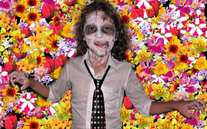 Zombie Face Paint on Flowers