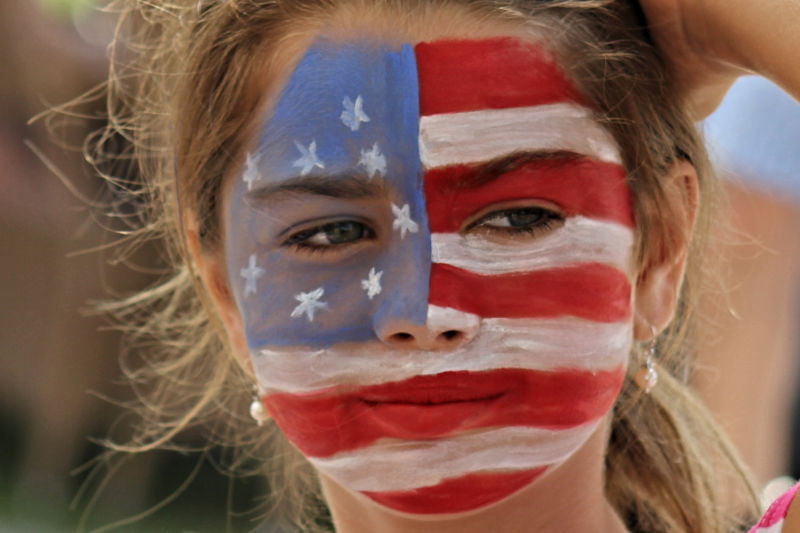 US Flag Girl Face Paint