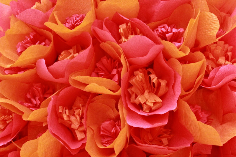 Orange Flower Ball Wedding Pinata Detail