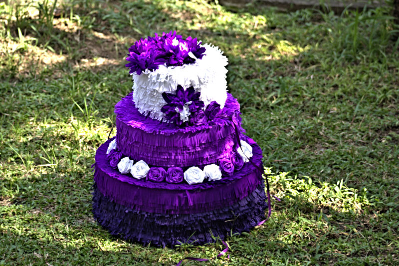 Purple Wedding Cake Pinata Detail